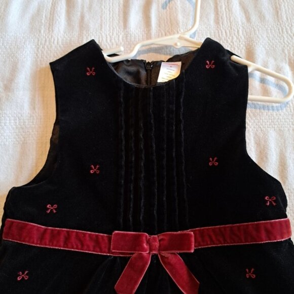 Gymboree girls size 8 black velvety dress with embroidered bows 2005 - Picture 3 of 7